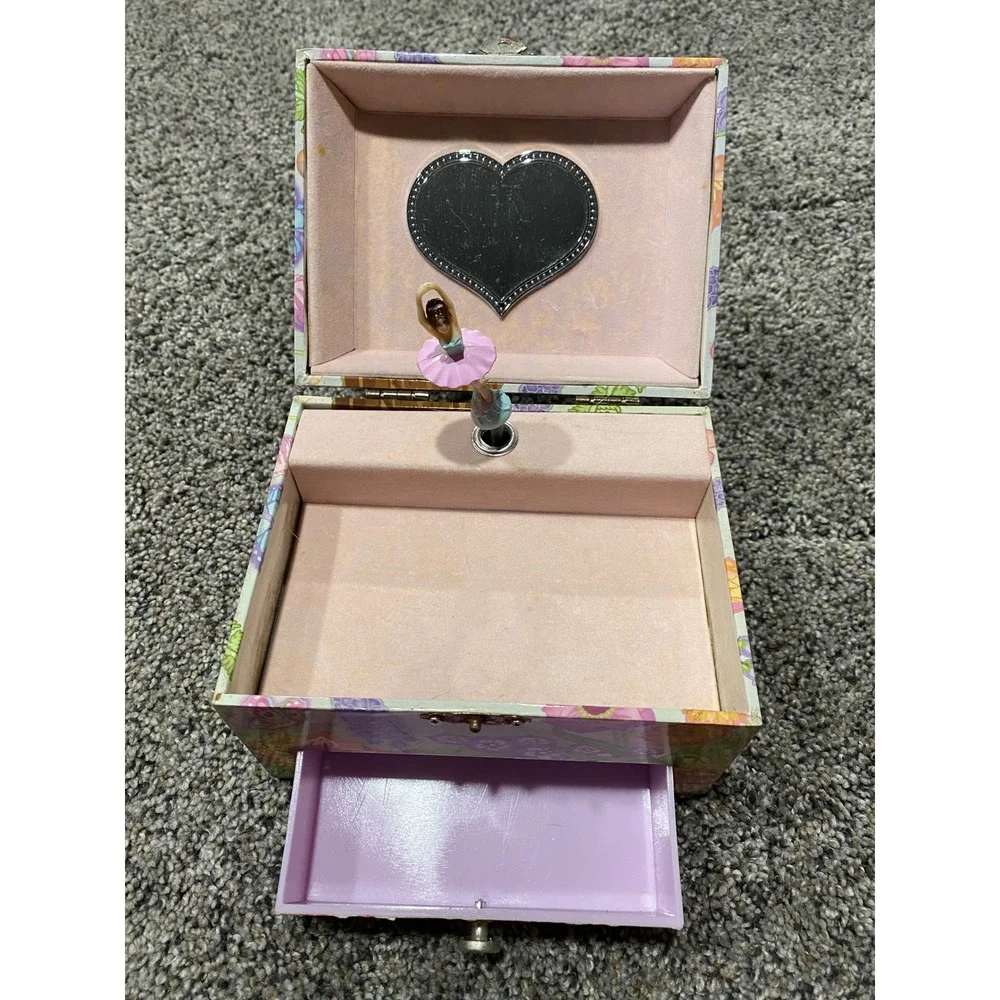 Discovery Kids Musical Jewelry Box Girls OS Green Fair Ballerina Floral Garden
